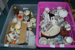 Two Boxes of Assorted Decorative Pottery Animals,