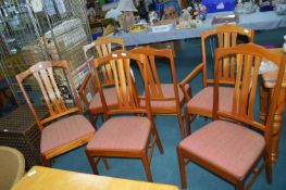 Six Dining Chairs with Red Upholstery