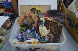 Plastic Soldiers, Cast Iron Doorstop, Clock, etc.