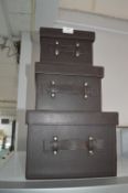 Three Graduated Leatherette Storage Boxes