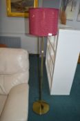 *Brushed Brass Standard Lamp with Maroon Shade