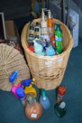 Wicker Linen Basket Containing Assorted Cleaning P