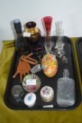Trinket Boxes, Cut Glass Flask, Glass Paperweights