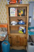 Solid Pine Shelf Unit with Two Door Cupboard