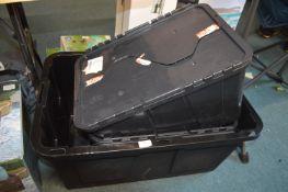 *Two Curver Tuff Crates with Hinged Lids, and a Greenmade 27-gallon Storage Box