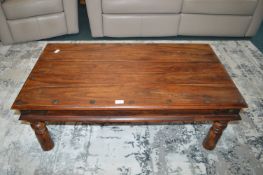 Hardwood Coffee Table with Metal Brackets