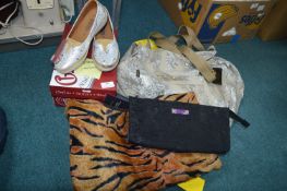 *Tiger Print Bag, Black Shoulder Bag, Pair of Shoe