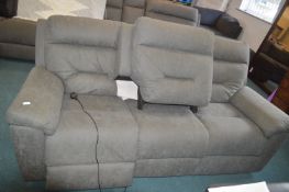 *Grey Fabric Three Seat Electric Reclining Sofa (mismatched centre section)