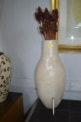 Large Crackle Glazed Vase with Seed Pods