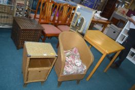Pine Table, 30's Basket Weave Bedroom Chairs & Cab