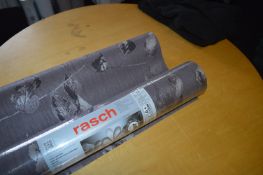 *Two Rolls of Rasch Pattern Brown Statement Wallpaper and One Part Roll