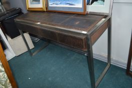 Metal Framed Console Table with Leather Top (AF)