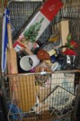 Cage of Household Goods; Christmas Trees, Clocks,