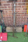 Oak Garden Roller plus Two Vintage Garden Tools
