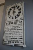 House Rules Wall Clock