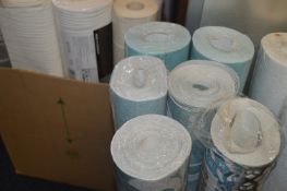 *Six Assorted Rolls of Green Vinyl Wallpaper