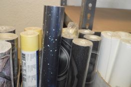 *Five Rolls of Black and Three Rolls of Yellow Vinyl Wallpaper