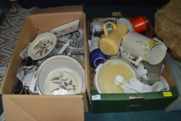 Two Boxes of of Pottery and Glassware