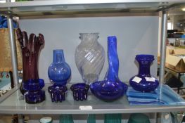 Blue Glass Vases, etc.