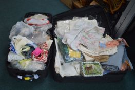 Two Suitcase of Linens, Bedding, Fabric, etc.