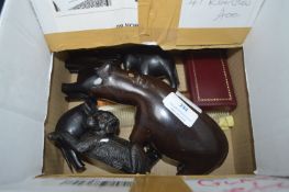 Carved Wooden Animals, etc.