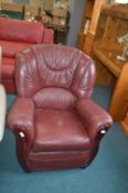 Burgundy Leather Wingback Armchair