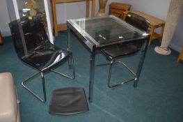 Chrome Extending Table with Two Chairs
