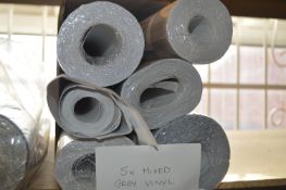 *Five Rolls of Grey Vinyl Wallpaper and One Part Roll