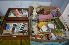 Sewing Box and Contents plus Large Box of Sewing A