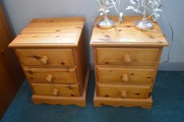 Pair of Solid Pine Three Drawer Bedside Cabinets