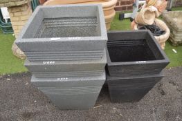 Three Stone Effect and Two Black Square Planters