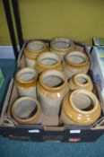 Nine Victorian Salt Glazed Pots