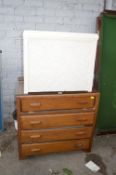 Four Drawer Oak Chest and a White Storage Box