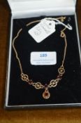 9k Gold Necklace with Garnet ~7.6g gross