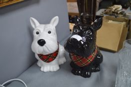 Two Scotty Dog Biscuit Barrels