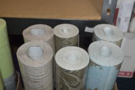 *Six Assorted Rolls of Patterned Vinyl Wallpaper