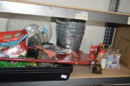 *Mixed Lot of Garden Equipment Including Trays, Lawn Aerators, etc., and a Quantity of hand Cream,