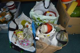 Three Bags of Mugs, Plates, and Kitchenware