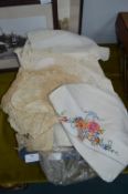 Vintage Textiles, Lace table Cloths, etc.