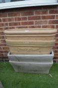 Four Plastic Stone Effect Oblong Planters