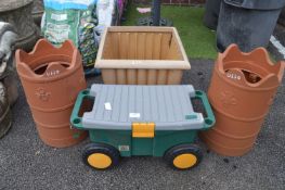 Two Artificial Chimney Pot Planters, Square Plante