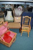 Assorted Household Goods, Baskets, Stool, Lampshad