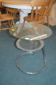 Glass Topped Chrome Side Table