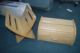 Wooden Bread Bin and a Wooden Magazine Rack