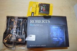 *Battery Charger, Battery Tester, and Roberts BluTune Sync Audio Adapter