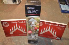 *Warm White LED Snow Tipped Wooden Street Light an