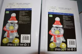 *Two Acrylic Penguins with 24 White LED Lights