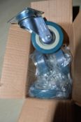 *Box of Four Blue Hard Nylon Castors with Fixings