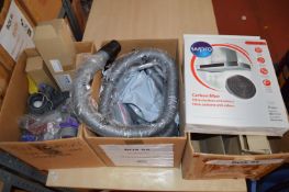 *Three Boxes of Hoses and Other Vacuum Parts, Extractor Filters, etc.