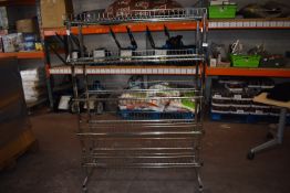 *Chrome Five Tier Double Sided Shelf Unit on Wheels